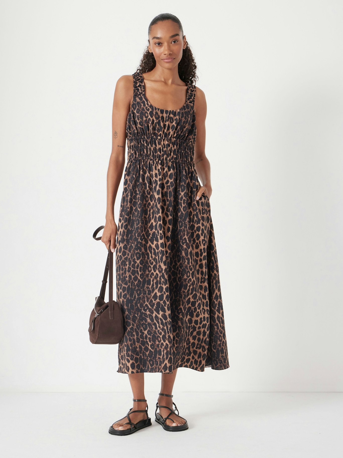 013036-4604-01 Air Flow Gathered Straps Midi Dress