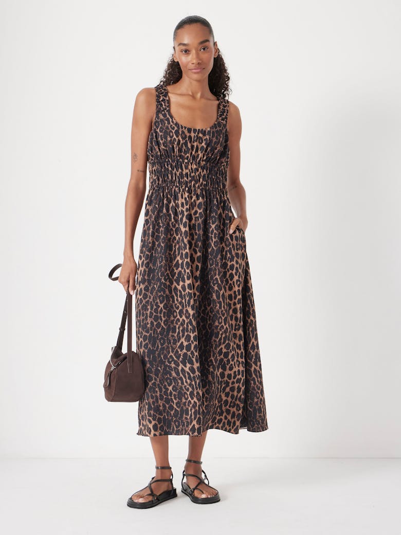 Air Flow Gathered Straps Midi Dress