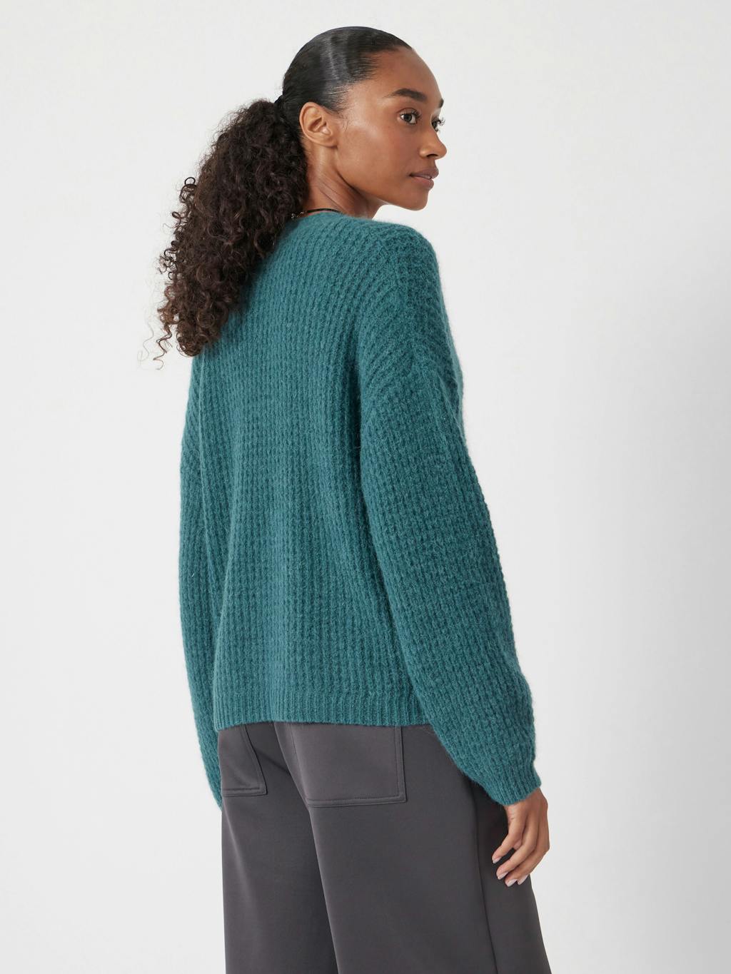 013362-1709-04 Flossie Waffle Stitch Wool Blend Edge to Edge Cardigan