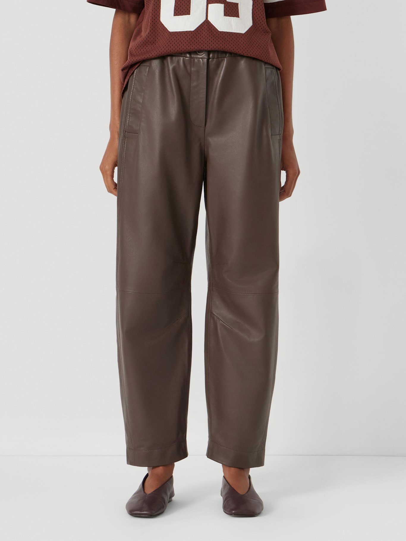 013464-0533-02 Leather Jack Barrel Trousers