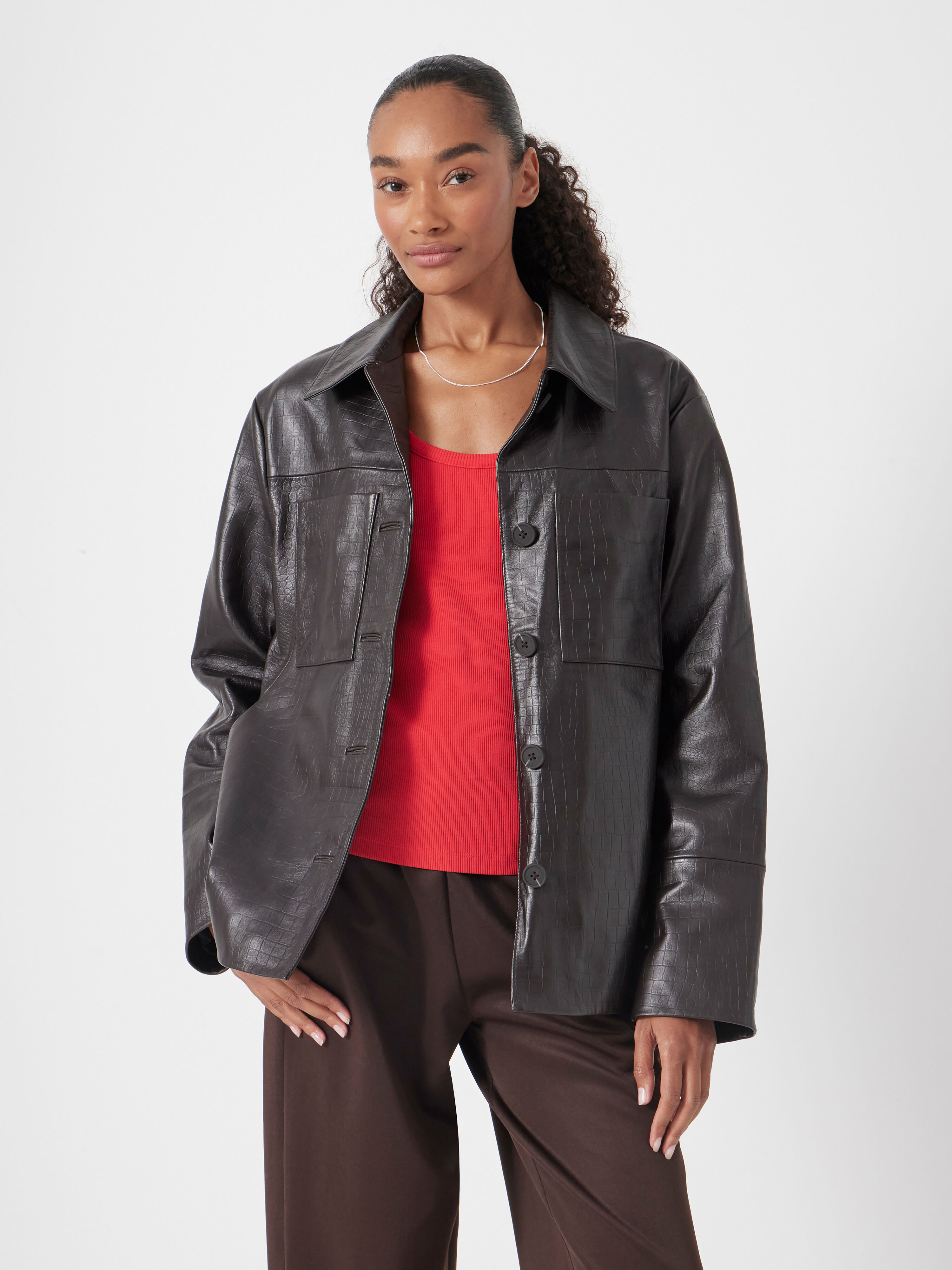 Kelly Croc Effect Leather Jacket