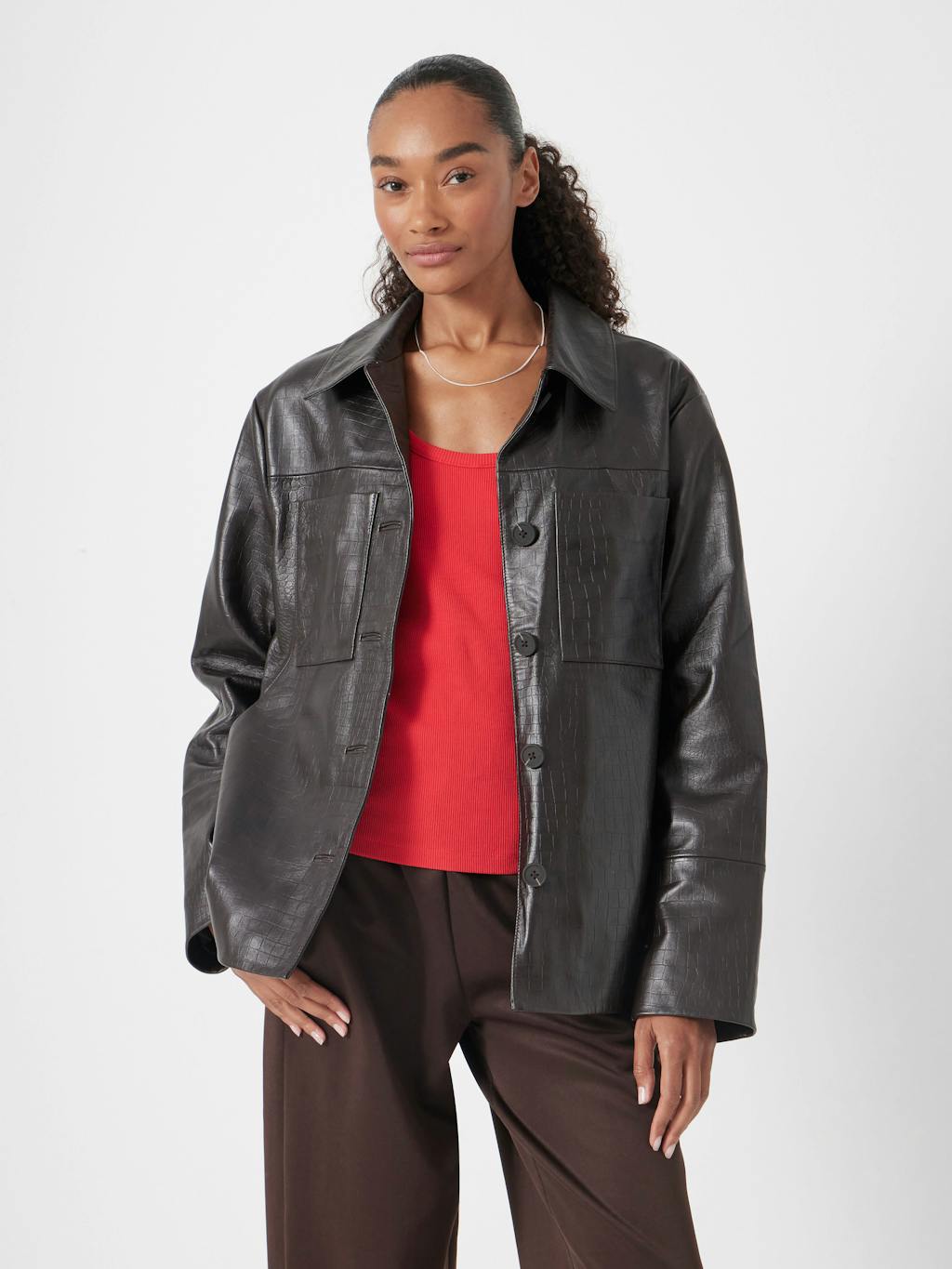 013403-0676-02 Kelly Croc Effect Leather Jacket