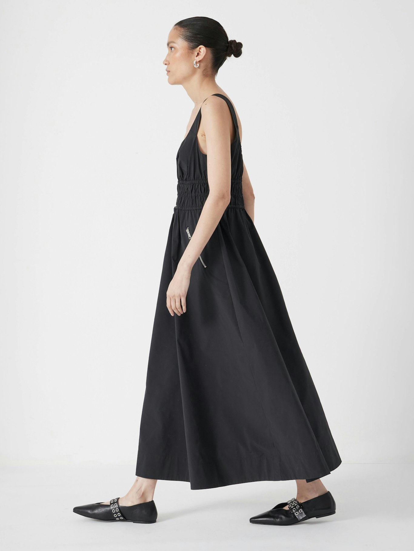 013437-0456-02 Gathered Waist Midi Dress