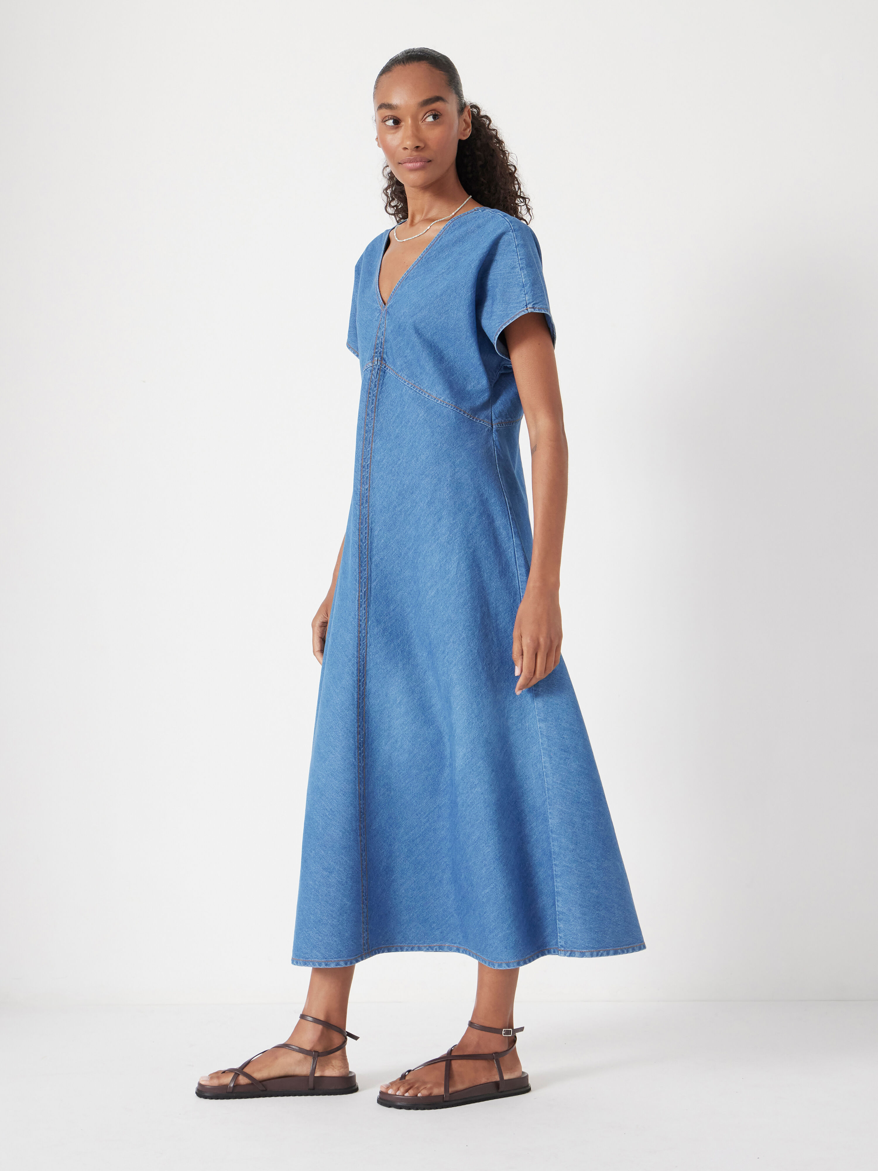 Grace V Neck Denim Dress