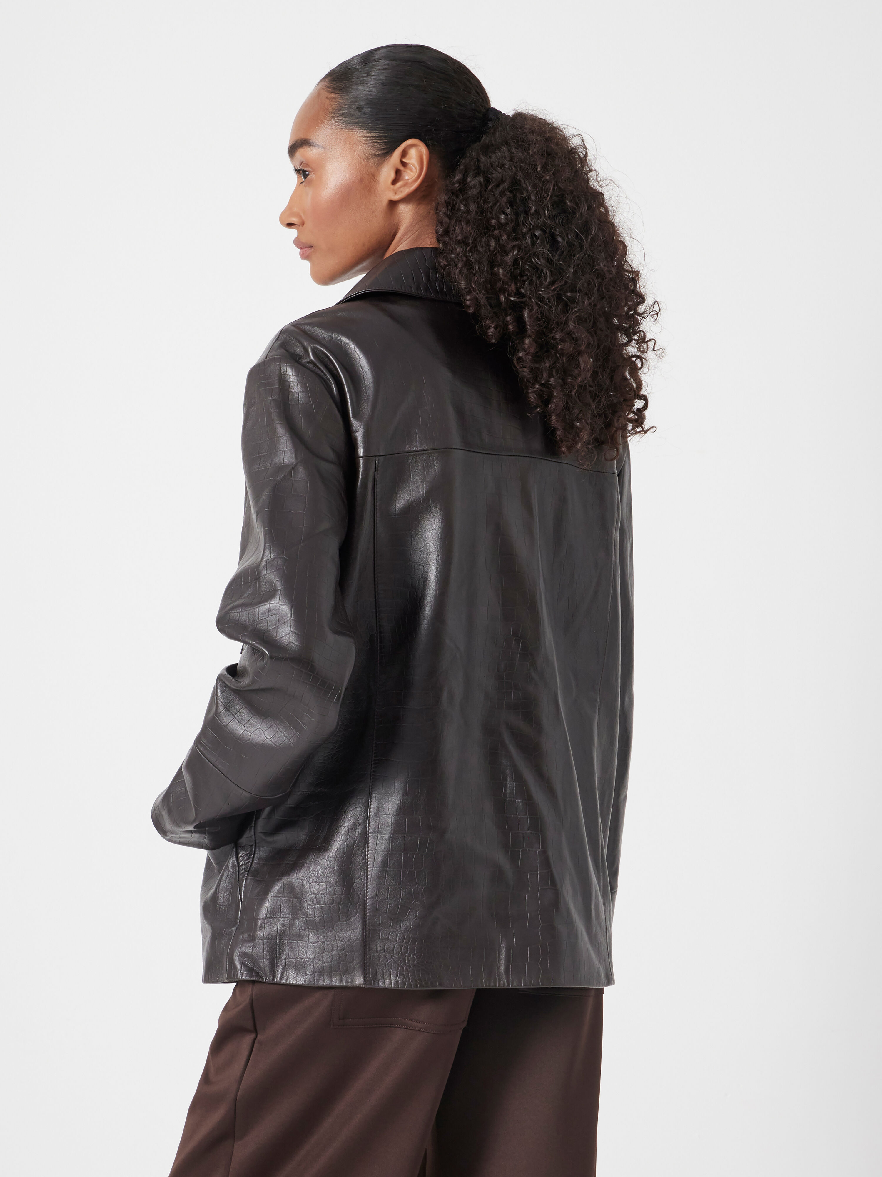Kelly Croc Effect Leather Jacket