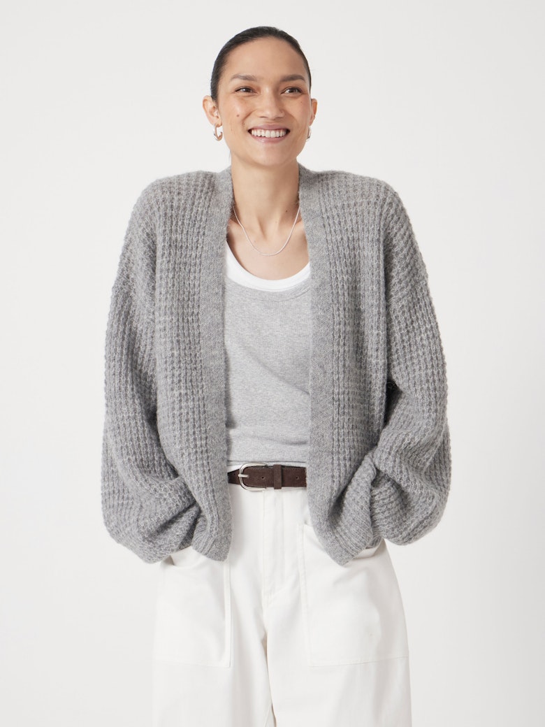 Flossie Waffle Stitch Wool Blend Edge to Edge Cardigan
