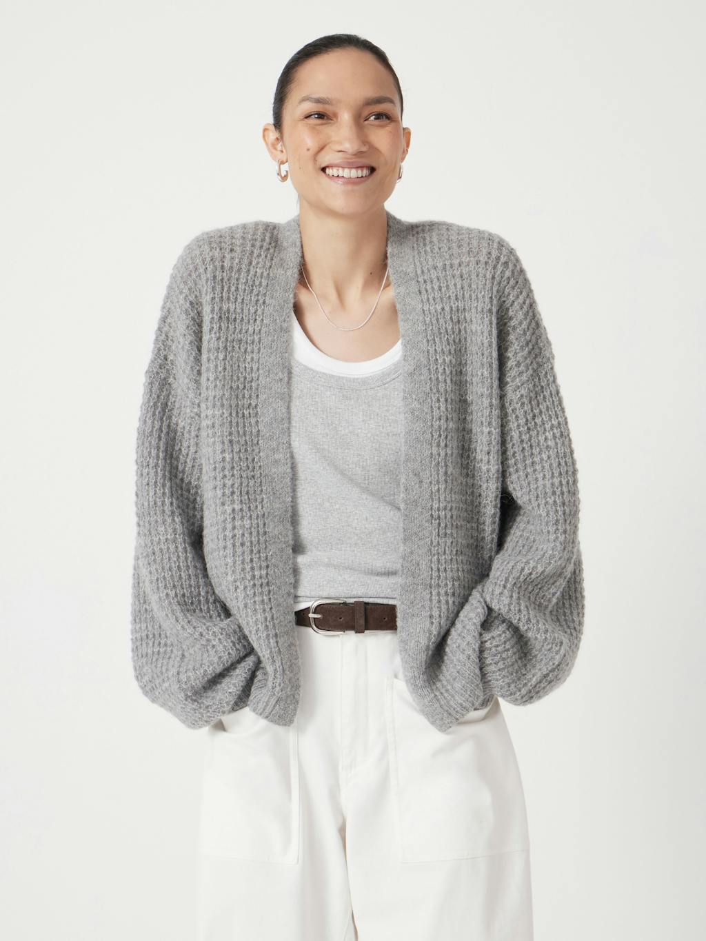 013362-2804-01 Flossie Waffle Stitch Wool Blend Edge to Edge Cardigan