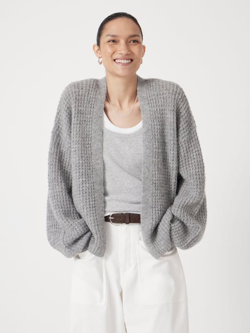 Flossie Waffle Stitch Wool Blend Edge to Edge Cardigan