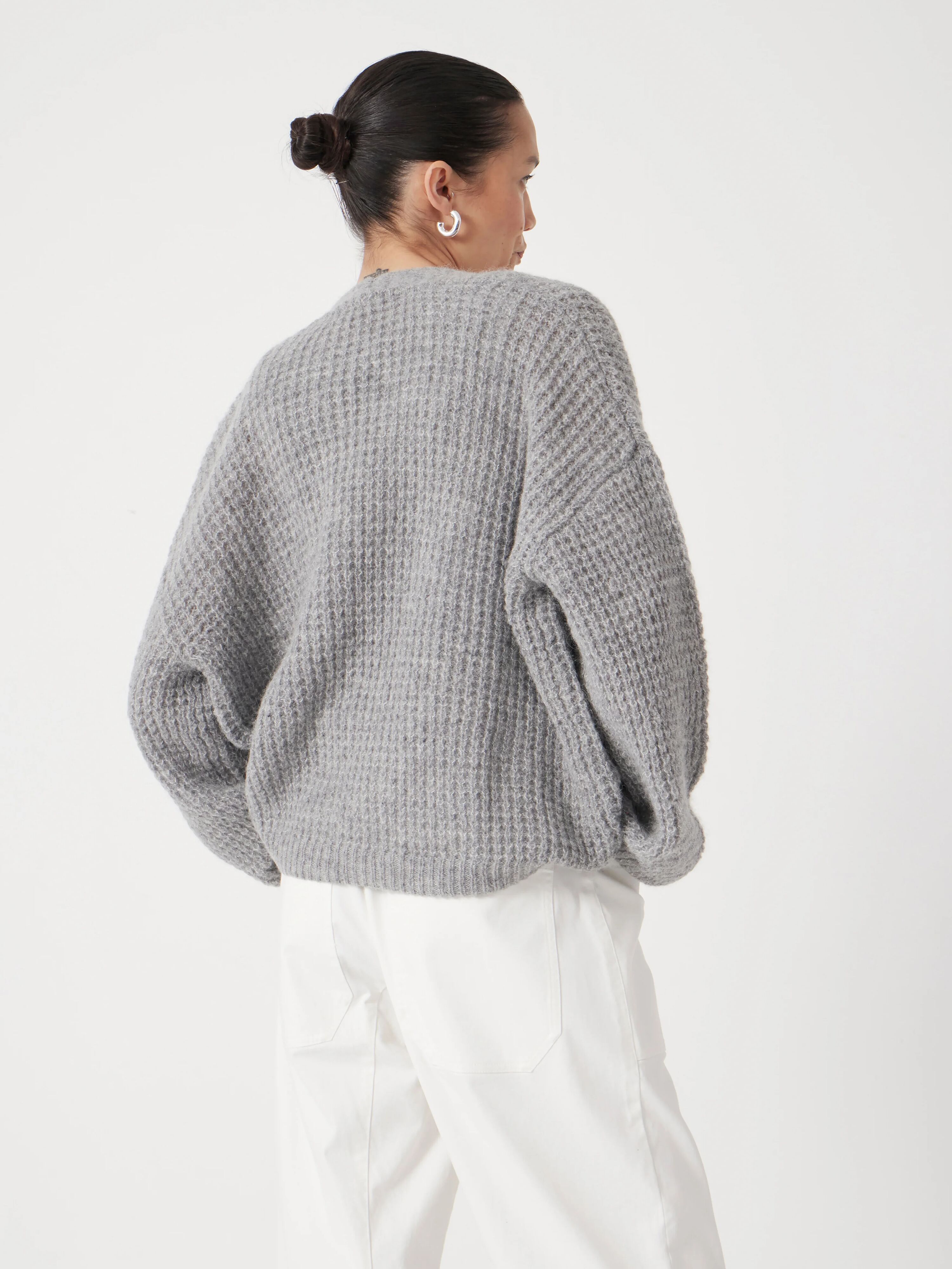 Flossie Waffle Stitch Wool Blend Edge to Edge Cardigan