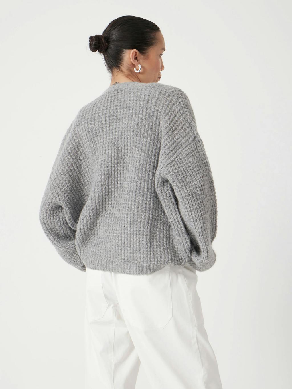 013362-2804-03 Flossie Waffle Stitch Wool Blend Edge to Edge Cardigan