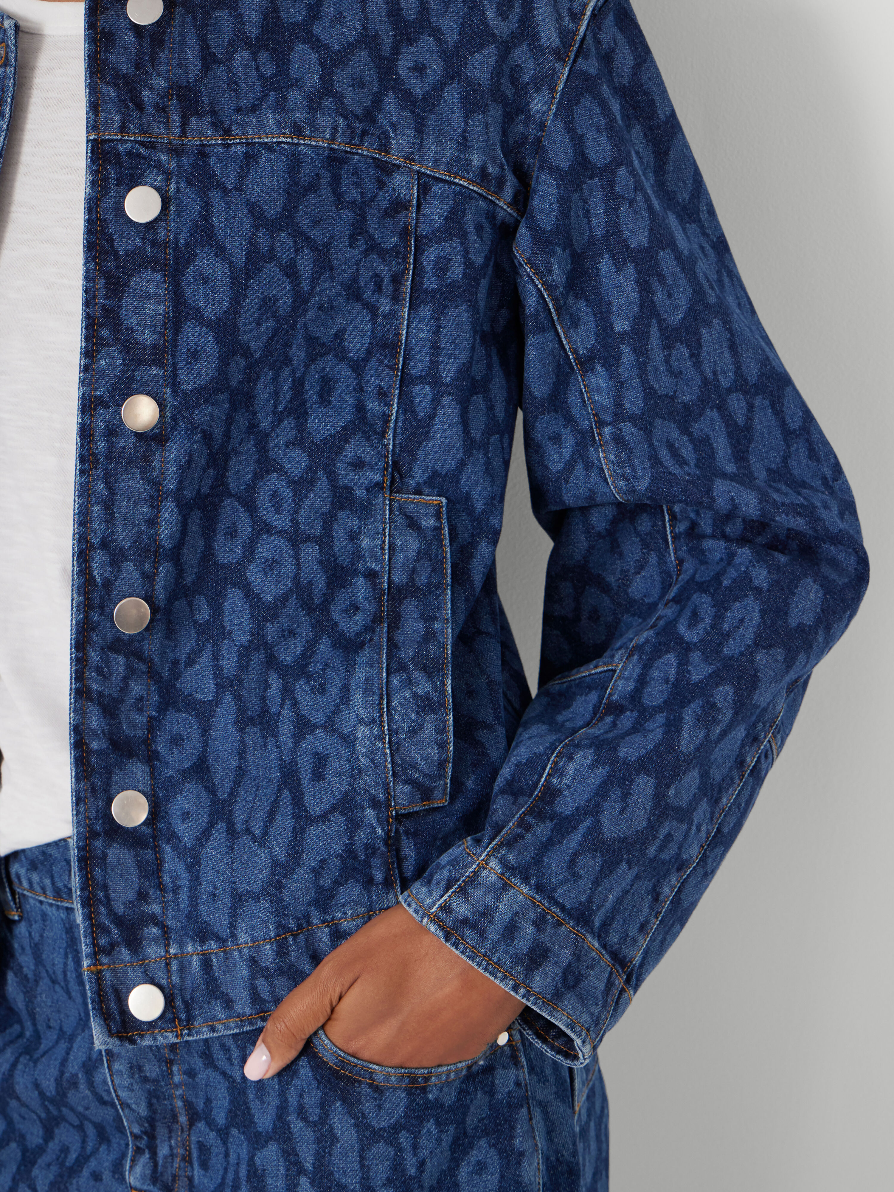 Velma Leopard Print Denim Jacket