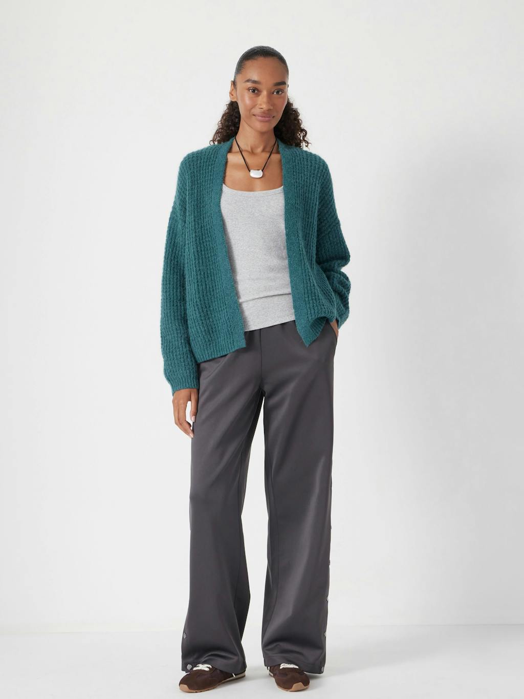 013362-1709-01 Flossie Waffle Stitch Wool Blend Edge to Edge Cardigan
