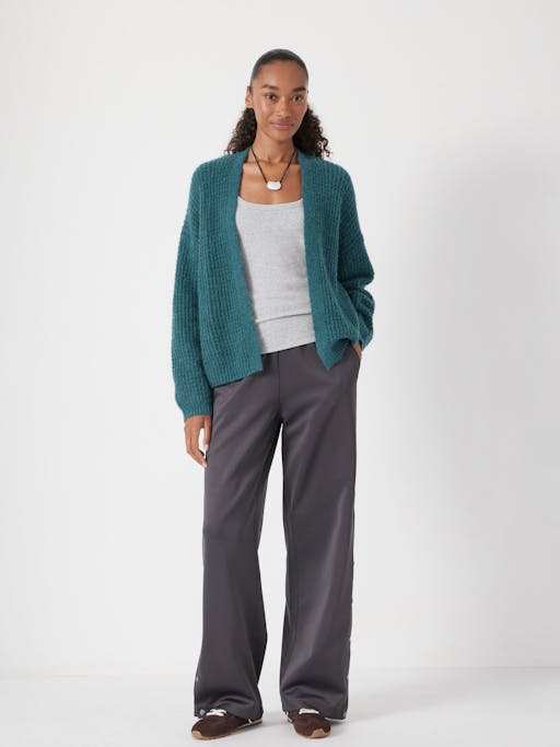 Flossie Waffle Stitch Wool Blend Edge to Edge Cardigan