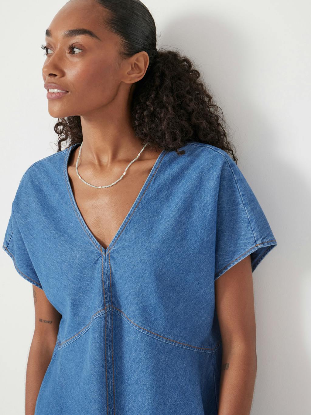 014042-2911-04 Grace V Neck Denim Dress