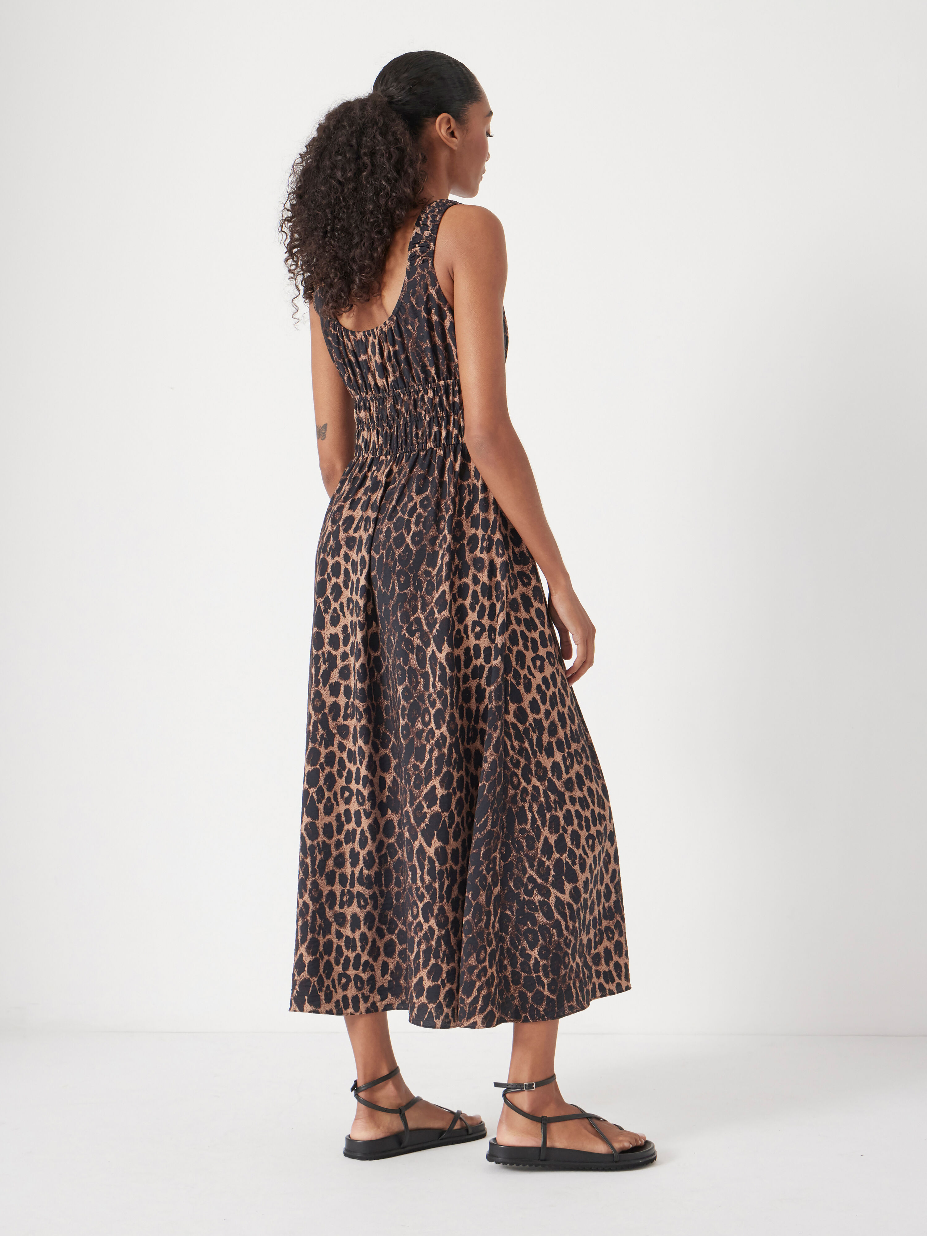 Air Flow Gathered Straps Midi Dress