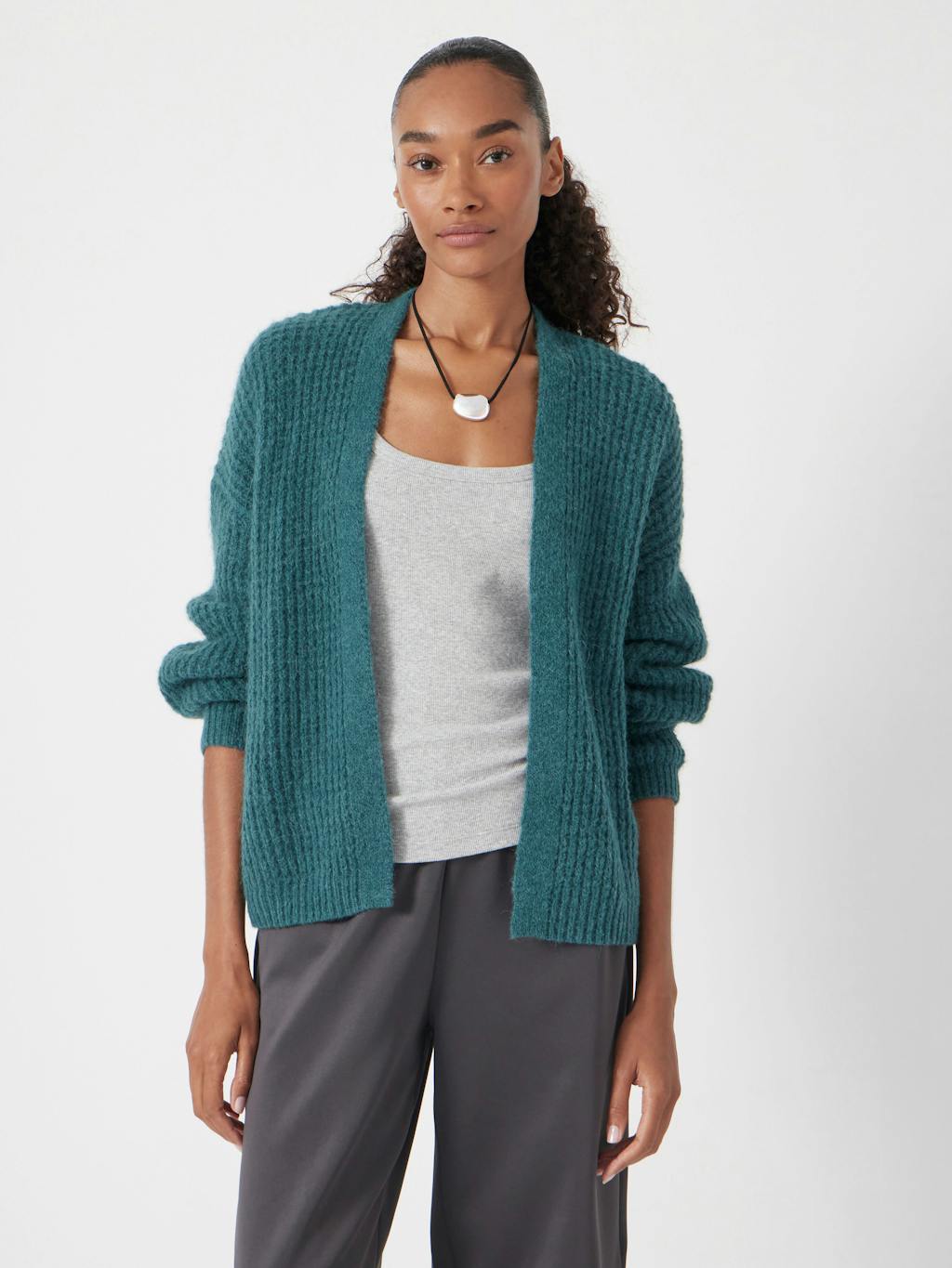 013362-1709-02 Flossie Waffle Stitch Wool Blend Edge to Edge Cardigan