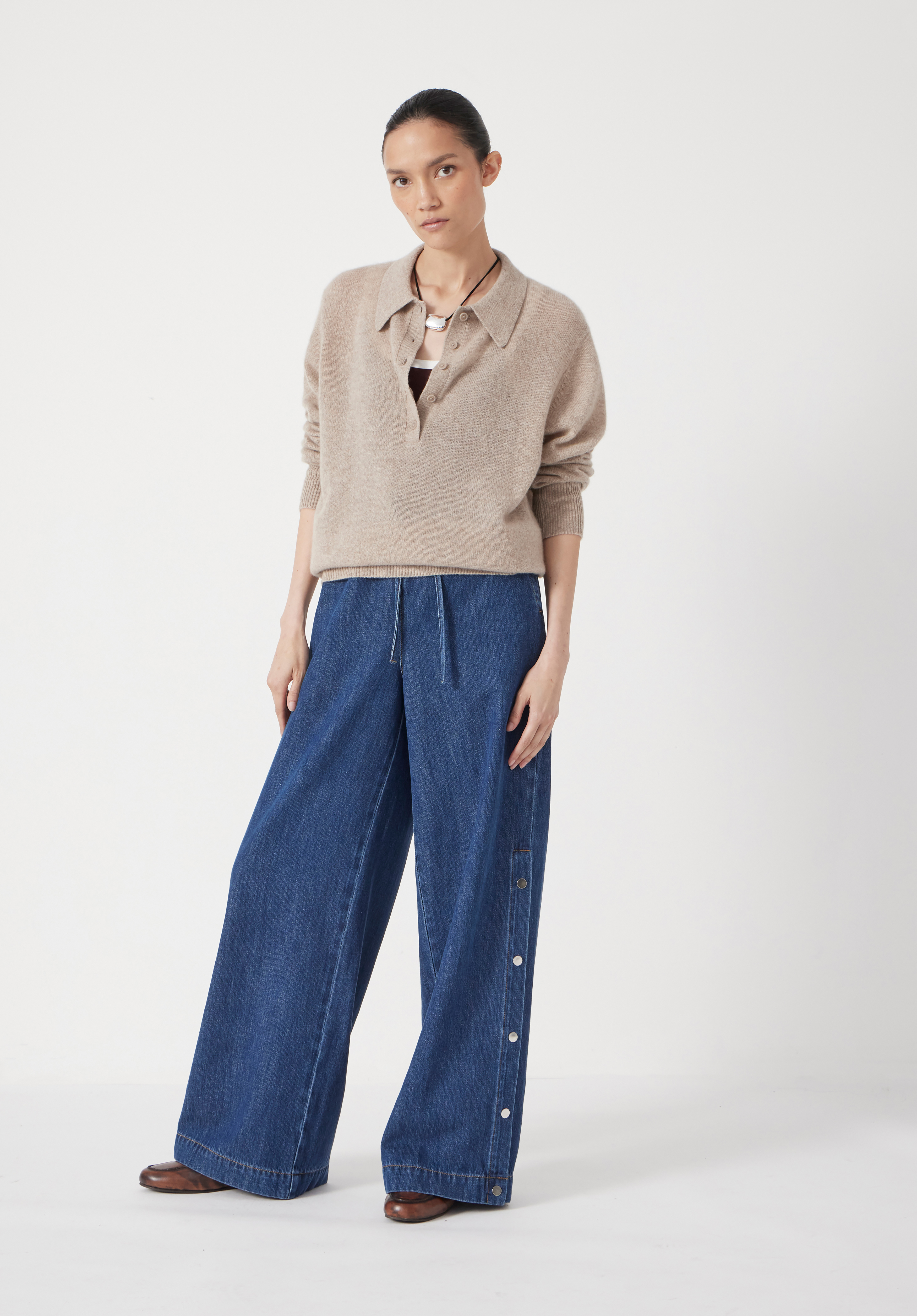 Cashmere Long Sleeve Polo Jumper