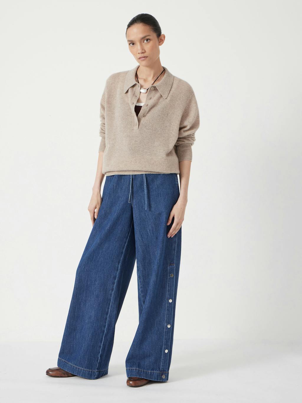 013668-4633-01 Cashmere Long Sleeve Polo Jumper