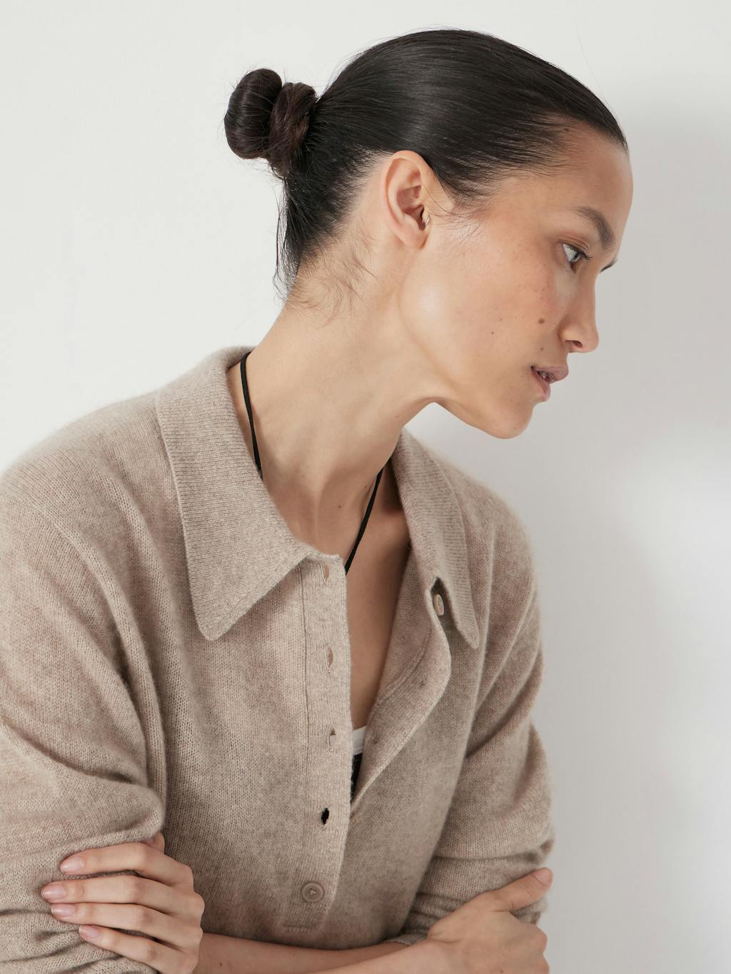 013668-4633-03 Cashmere Long Sleeve Polo Jumper