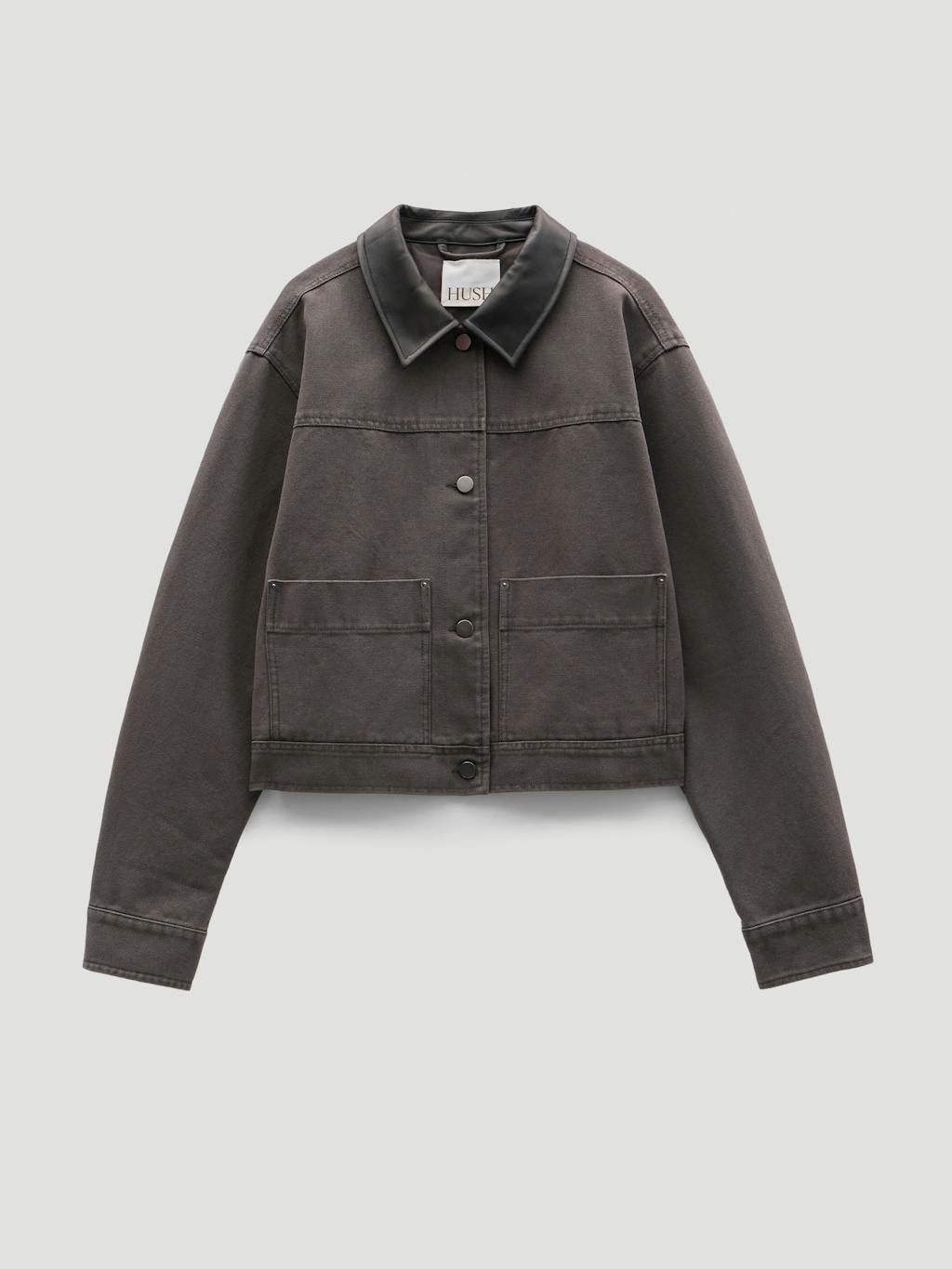 013290-0400-07 Leather Collar Cropped Jacket