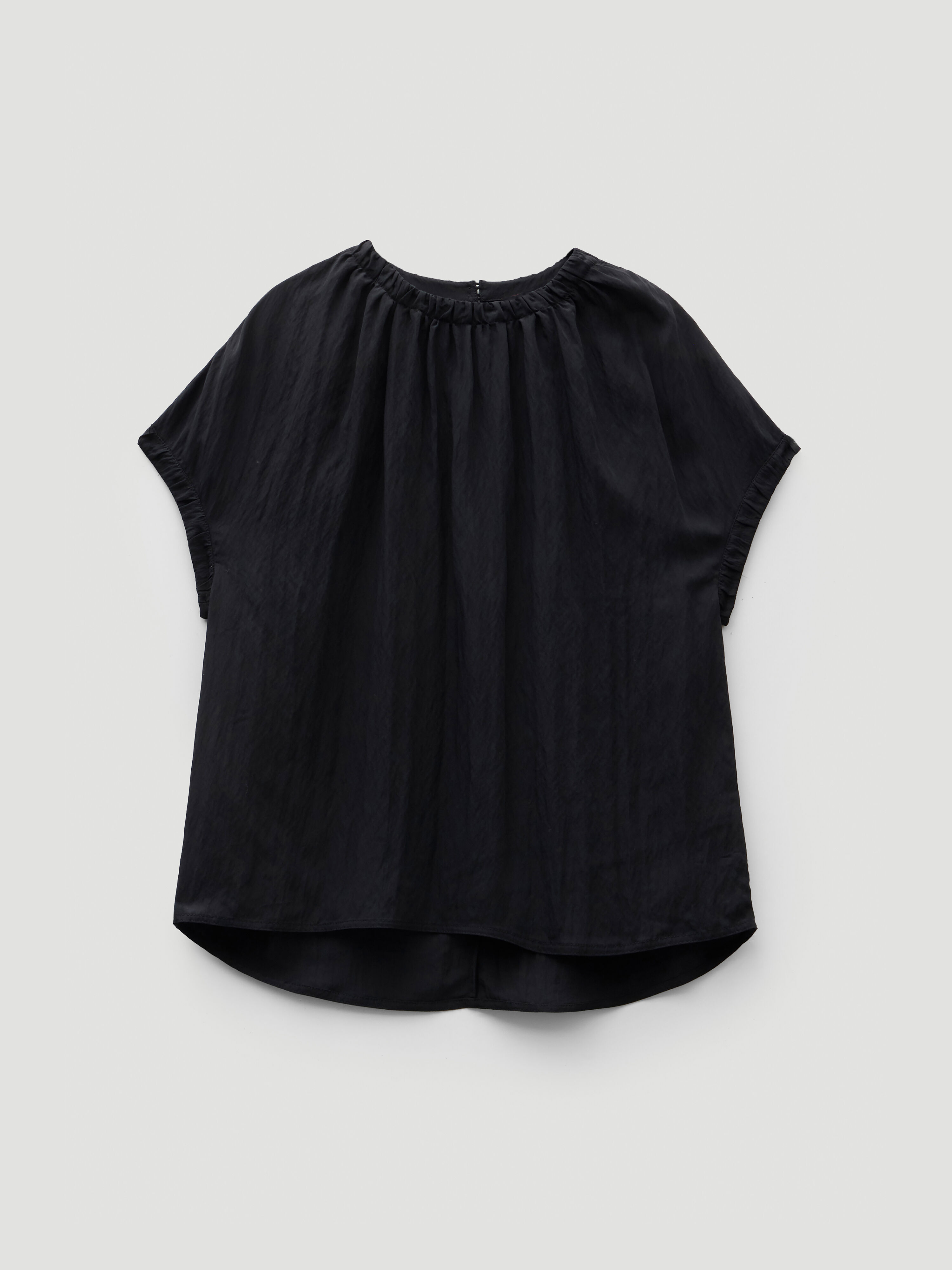 Gathered Crew Neck Detail Top