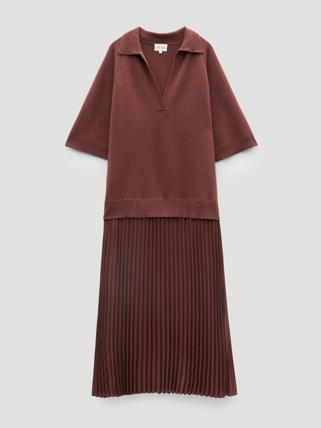 Gabriela Polo Knit Dress | Burgundy Brown | hush Gabriela Polo Knit Dress | Burgundy Brown | hush