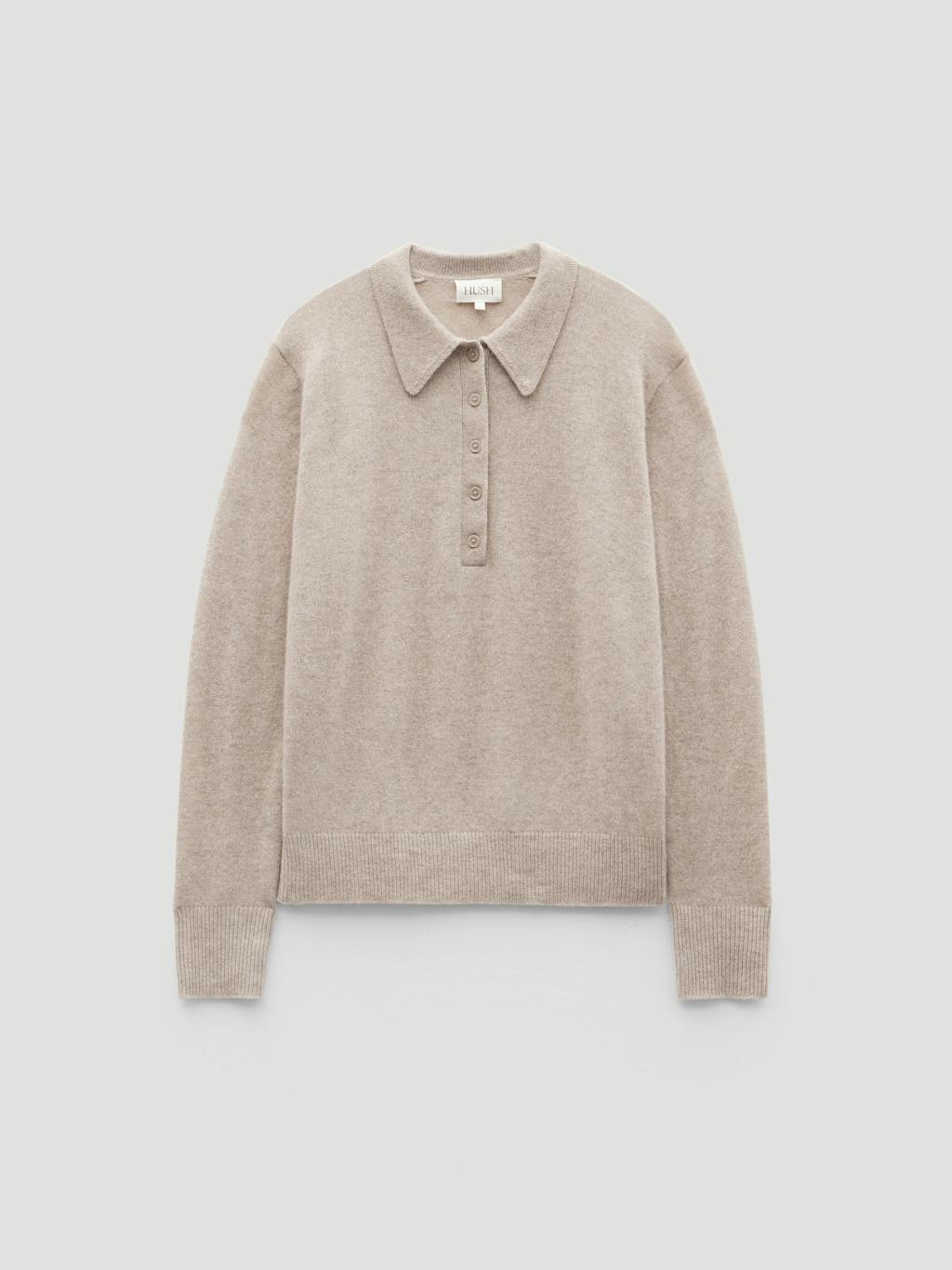 013668-4633-07 Cashmere Long Sleeve Polo Jumper