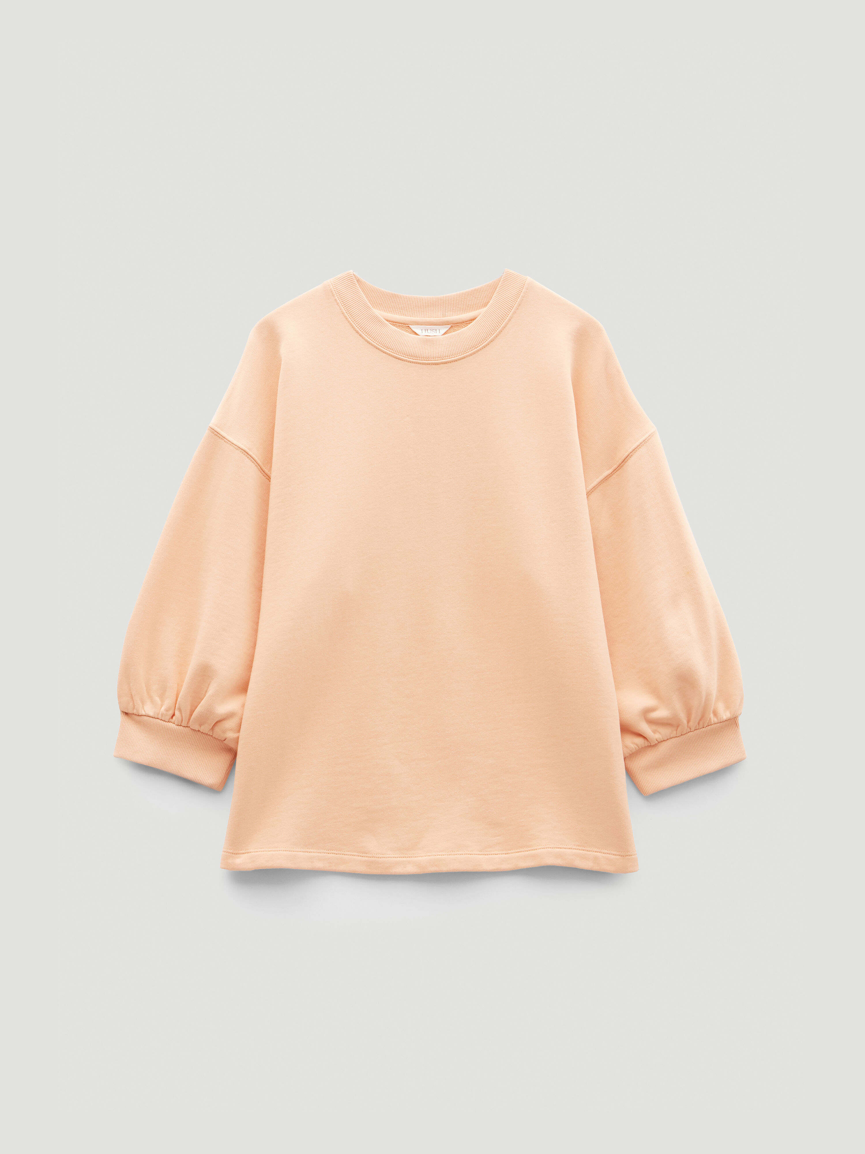Gathered Sleeve Cotton Sweatshirt