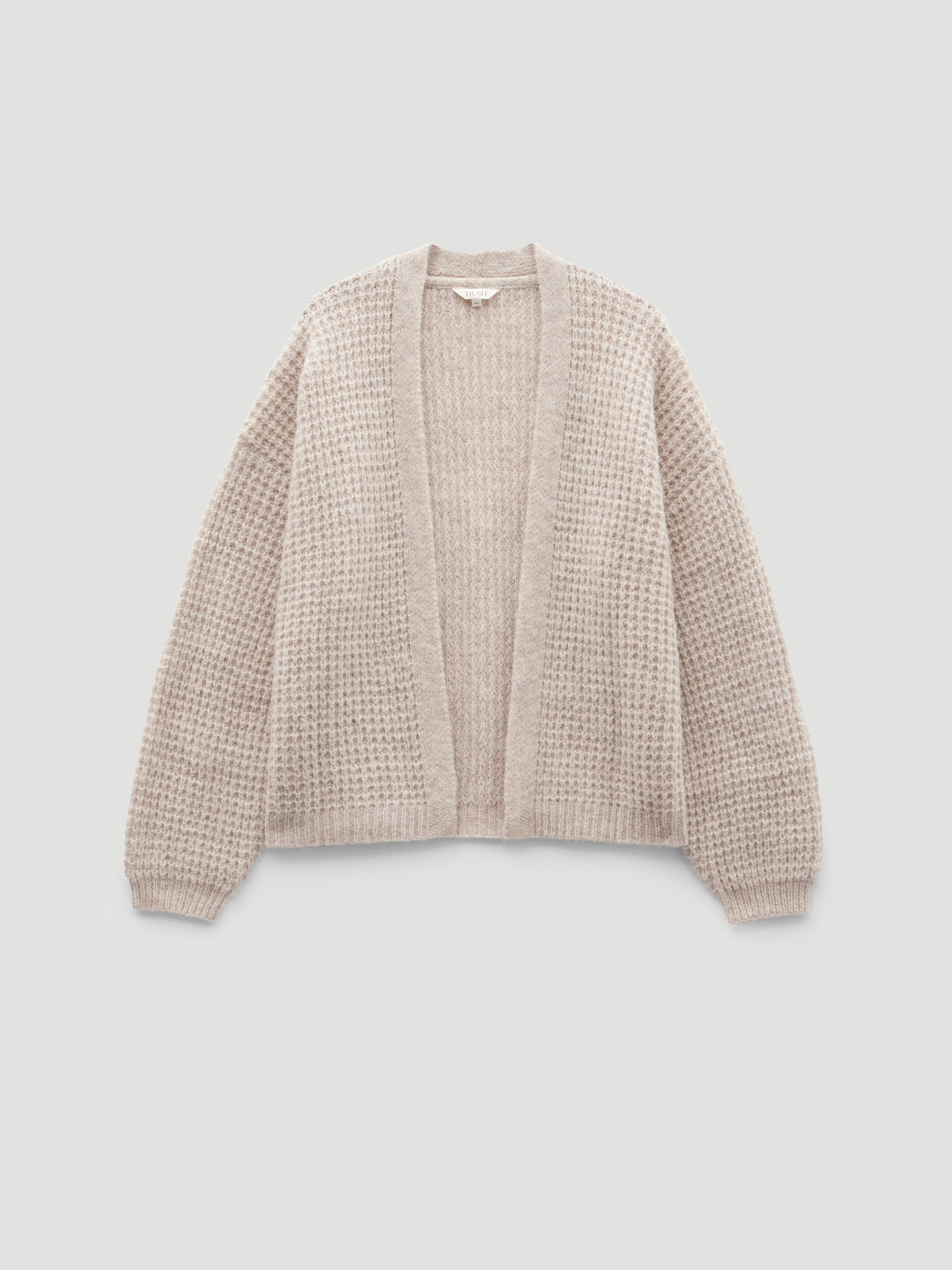 Waffle Stitch Edge to Edge Cardigan (Oatmeal Marl)