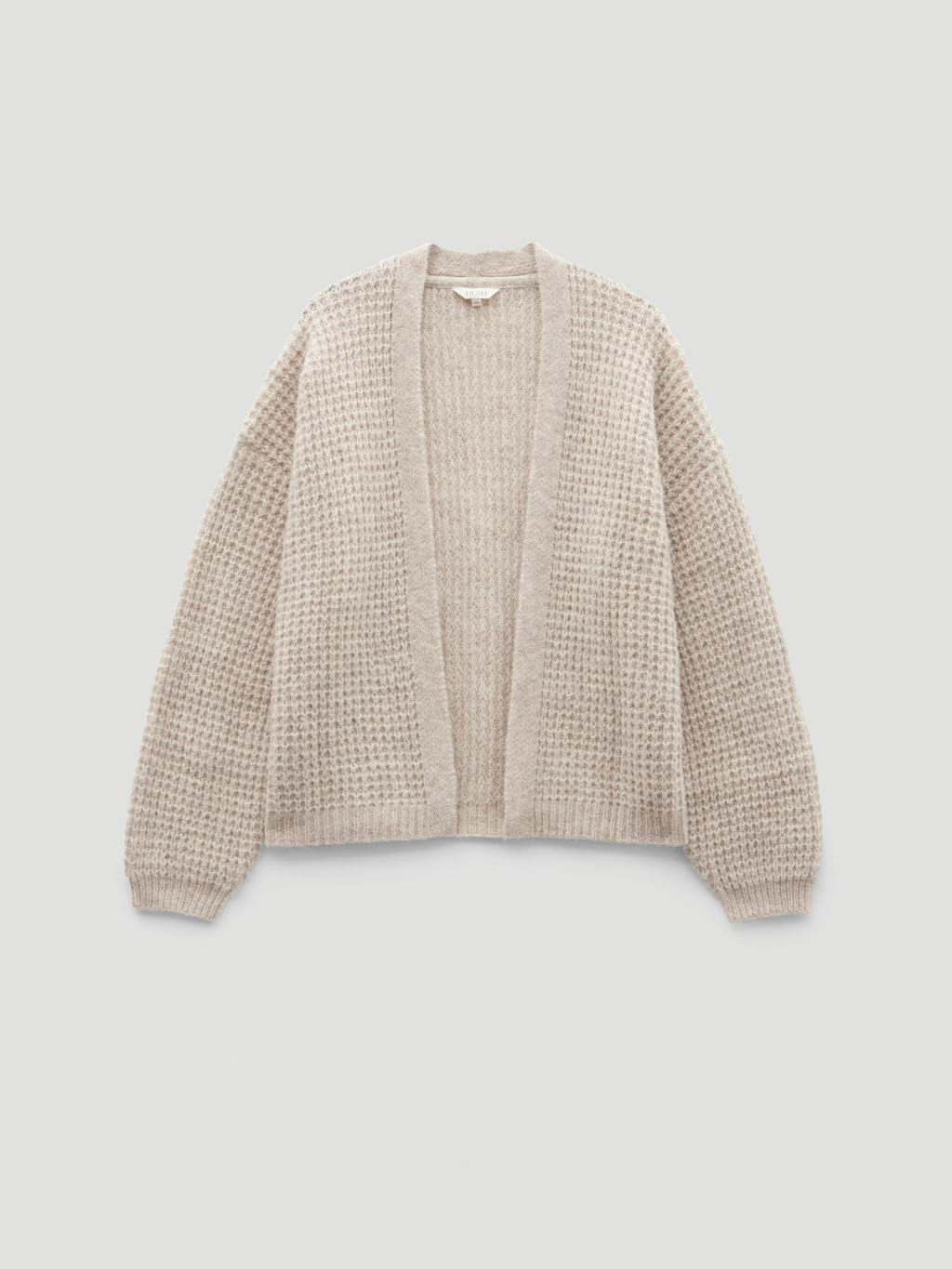 013362-4696-07 Waffle Stitch Edge to Edge Cardigan (Oatmeal Marl)