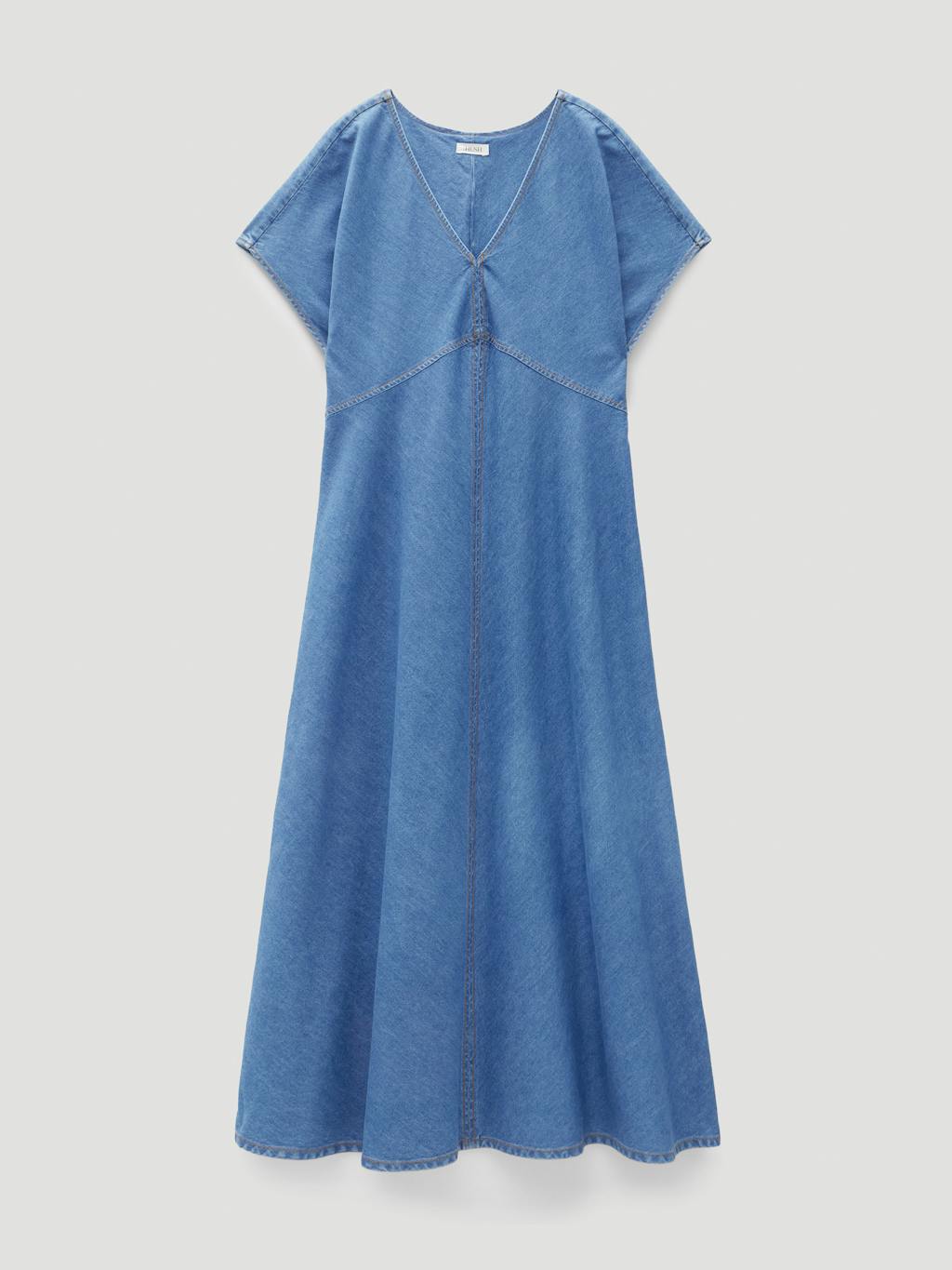 014042-2911-07 Grace V Neck Denim Dress