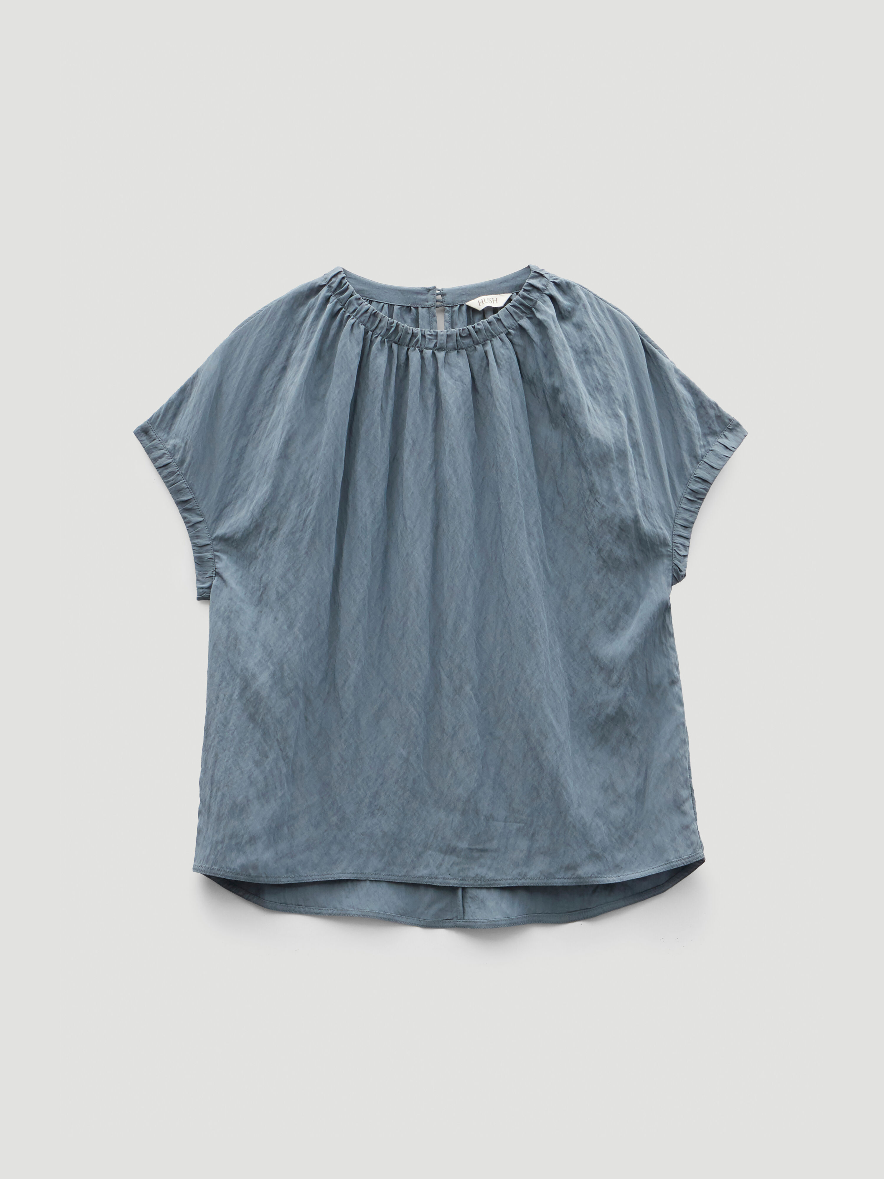 Gathered Crew Neck Detail Top