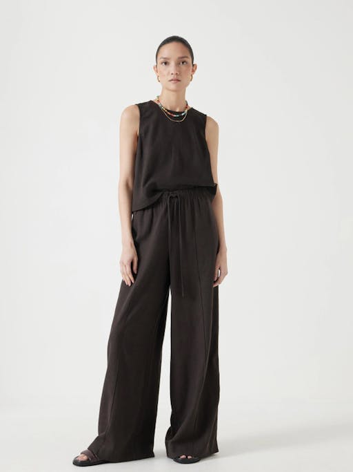 Linen Blend Petunia Wide Leg Trousers