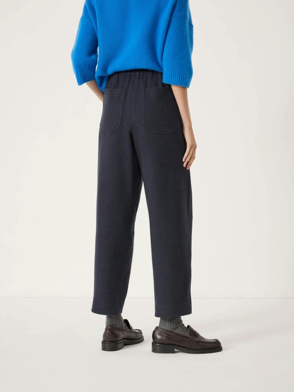 015025-1658-03 Boiled Wool Barrel Leg Trousers