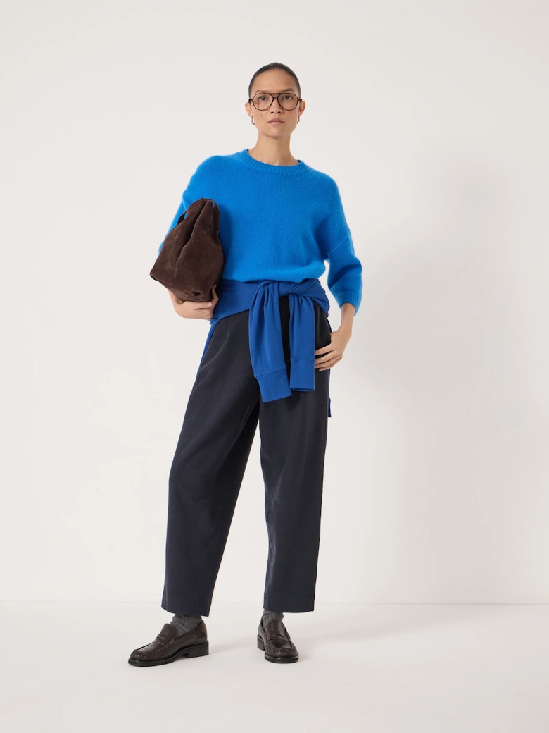 Boiled Wool Barrel Leg Trousers