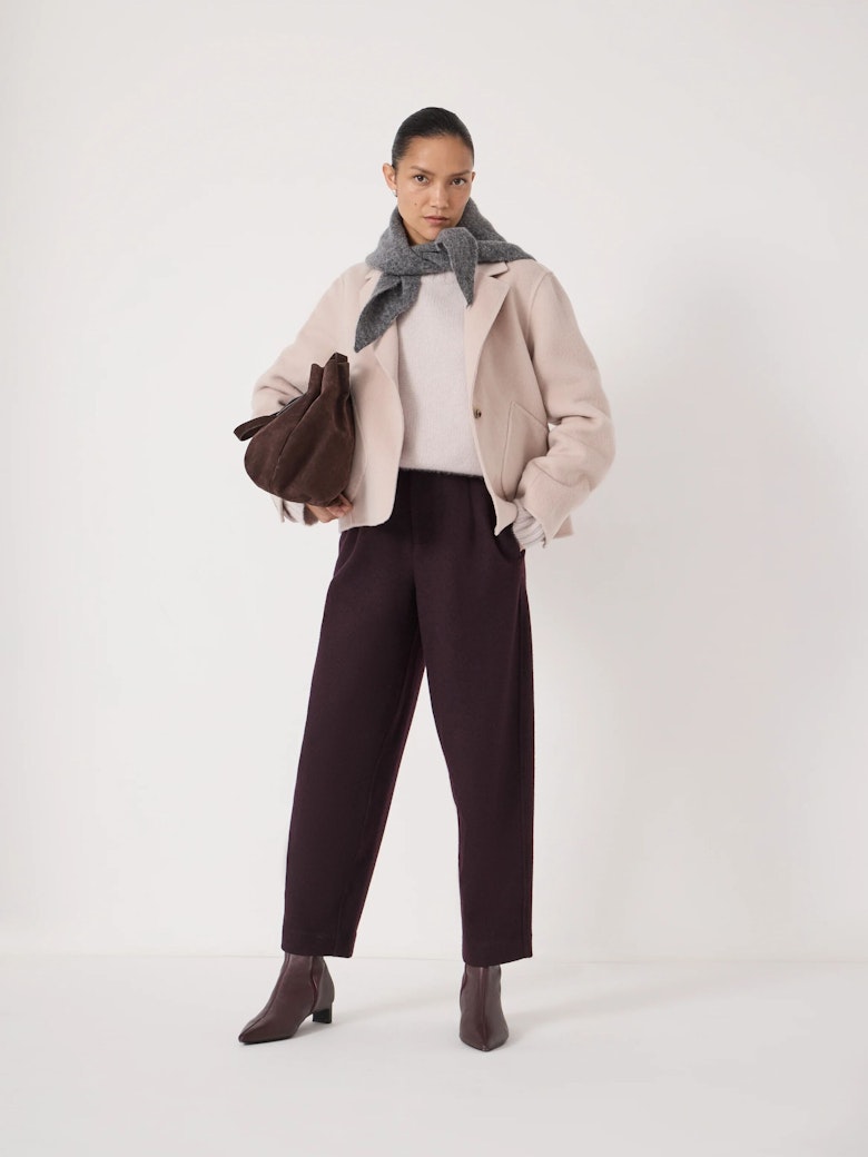 Boiled Wool Barrel Leg Trousers