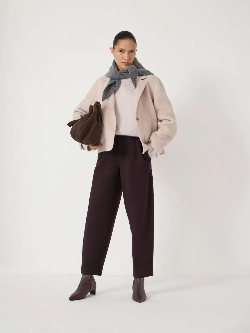 015025-2920-01 Boiled Wool Barrel Leg Trousers