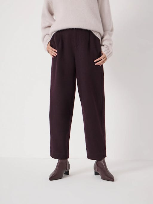 Boiled Wool Barrel Leg Trousers