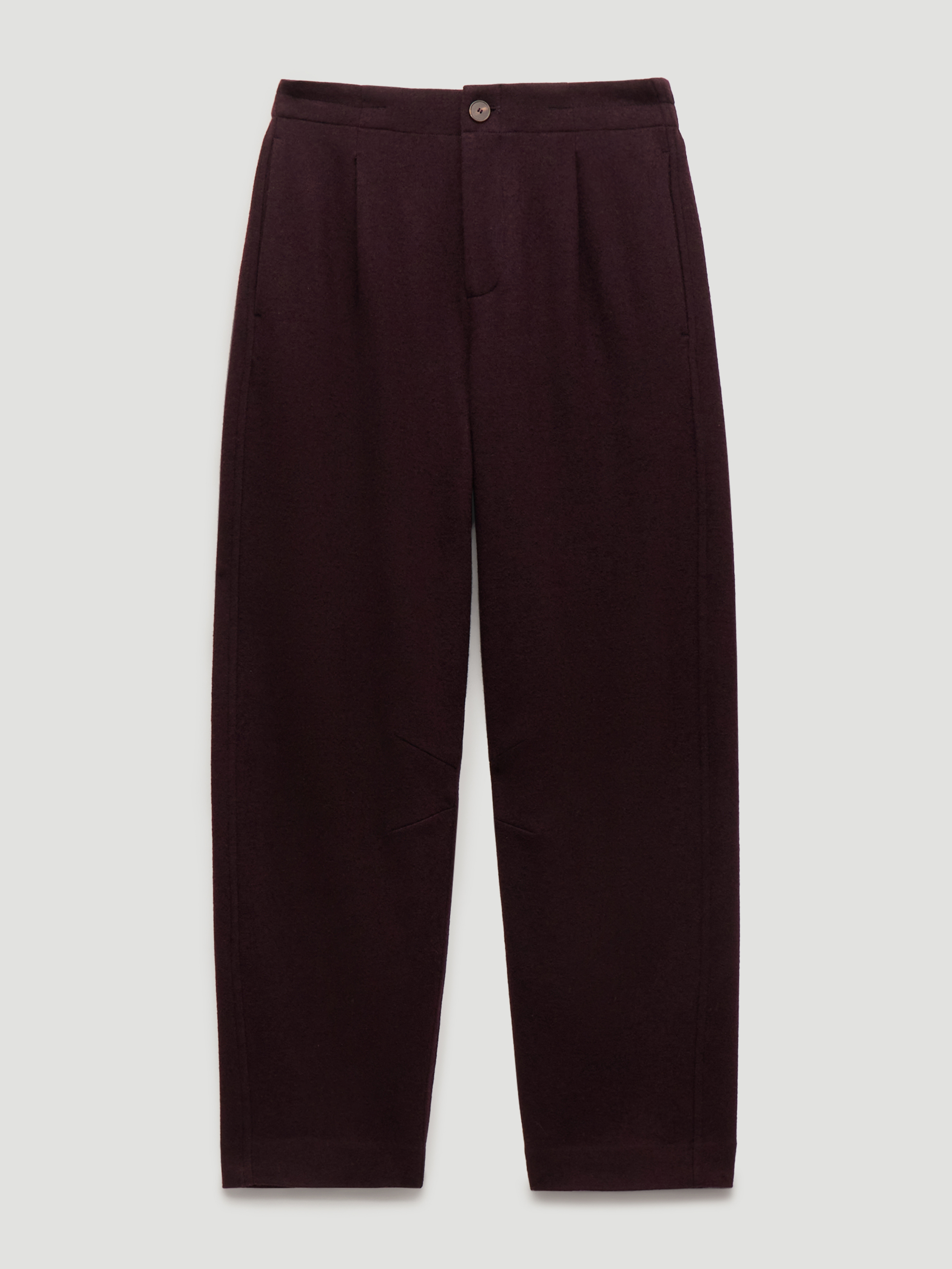 Boiled Wool Barrel Leg Trousers