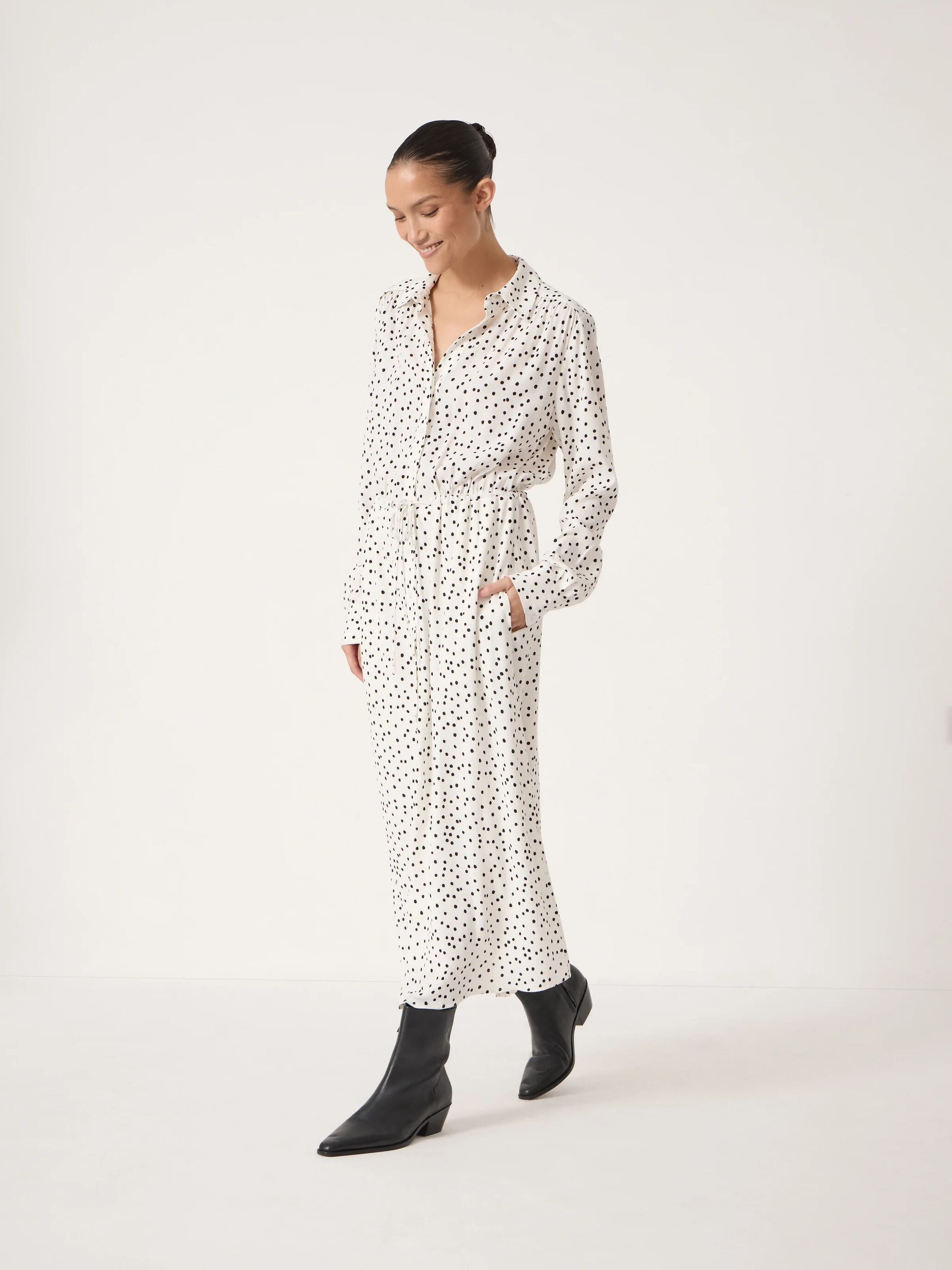 Rosey Polka Dot Midi Shirt Dress