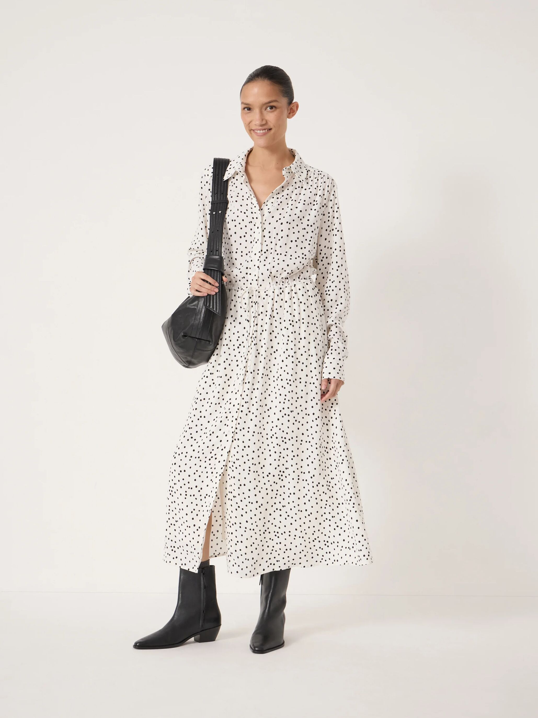 Rosey Polka Dot Midi Shirt Dress