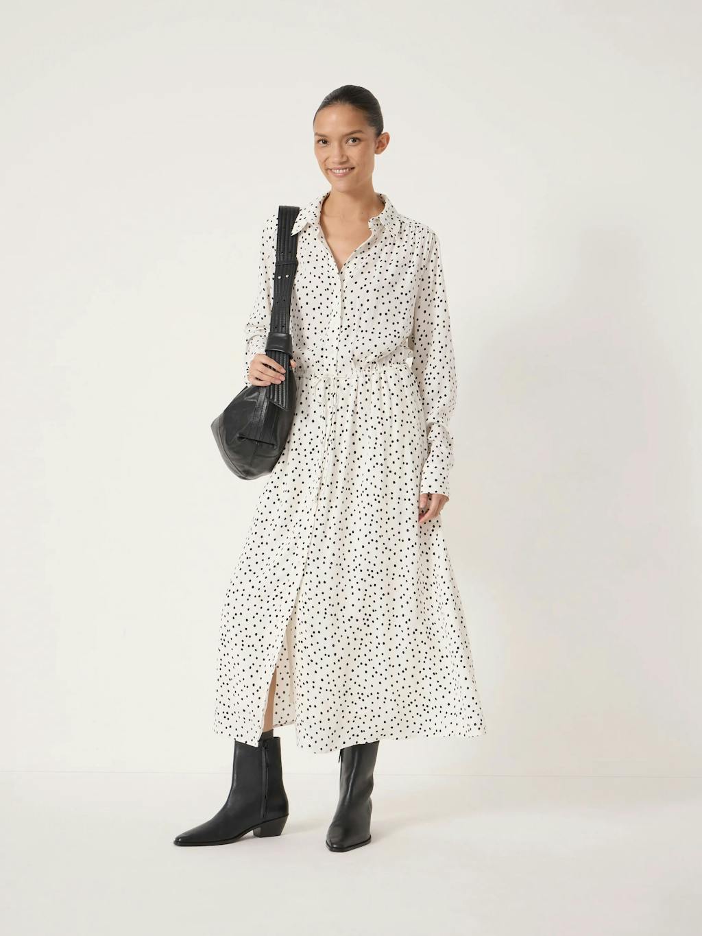 014948-4899-01 Rosey Polka Dot Midi Shirt Dress