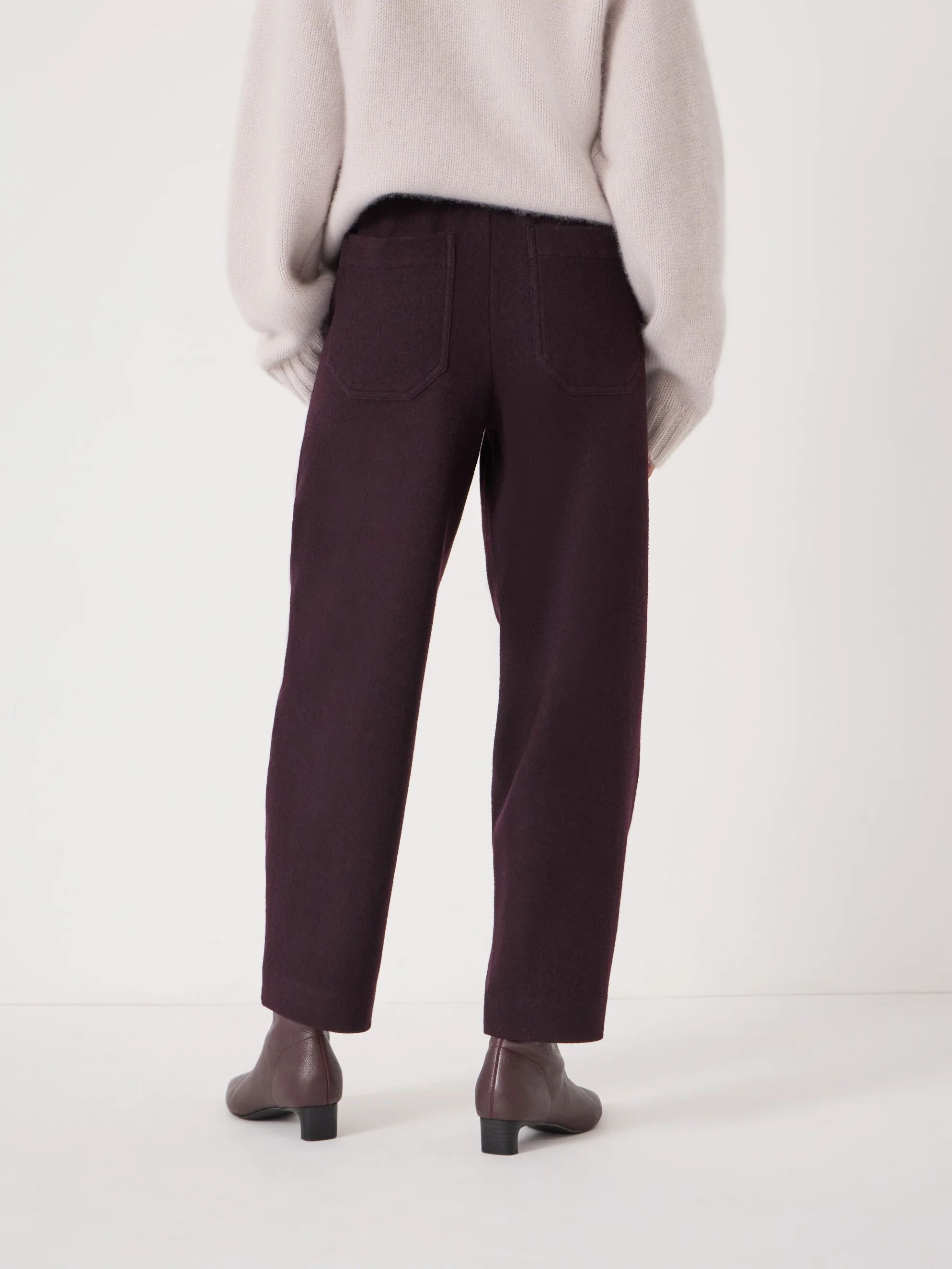 Boiled Wool Barrel Leg Trousers