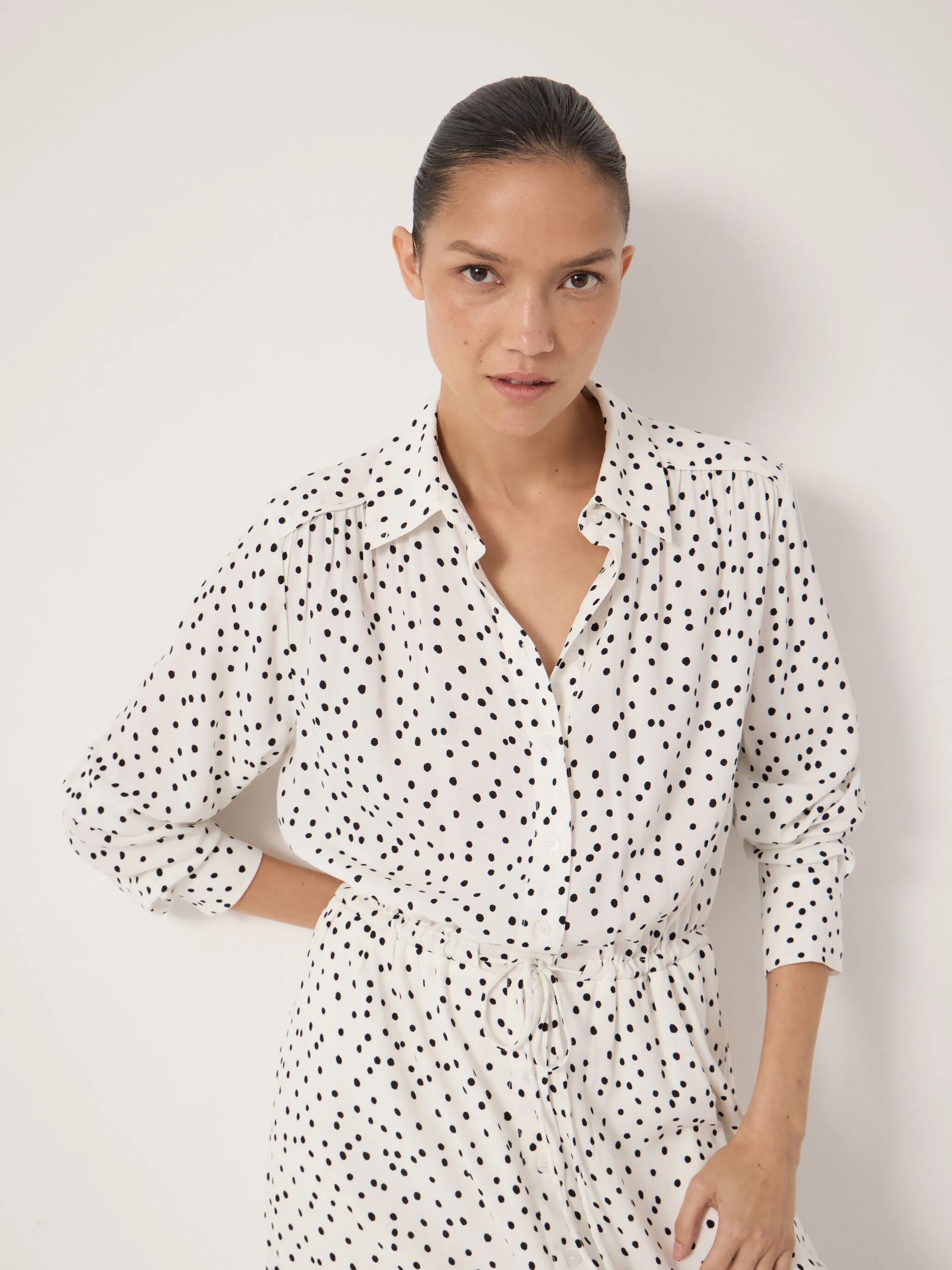 Rosey Polka Dot Midi Shirt Dress