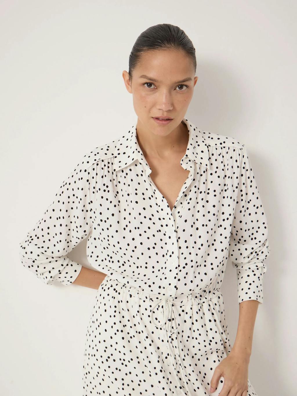 014948-4899-05 Rosey Polka Dot Midi Shirt Dress