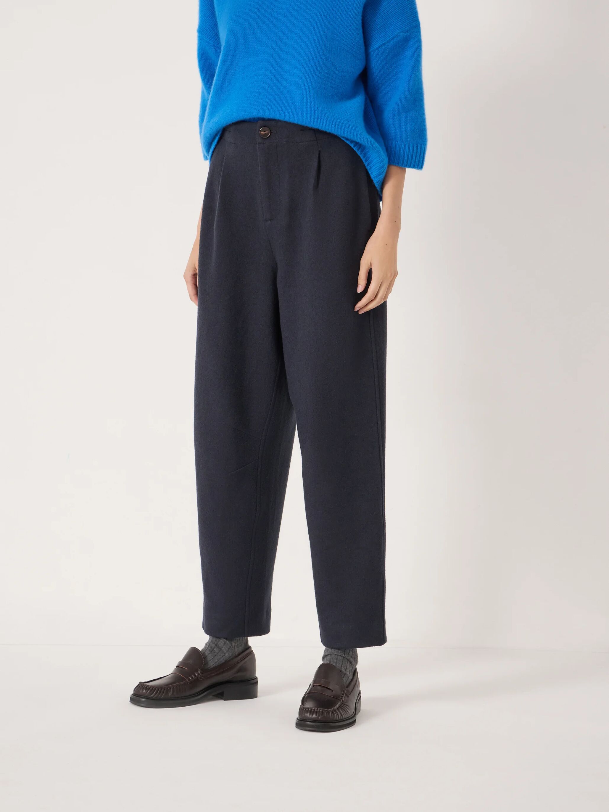 Boiled Wool Barrel Leg Trousers
