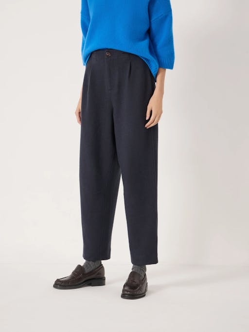 Boiled Wool Barrel Leg Trousers