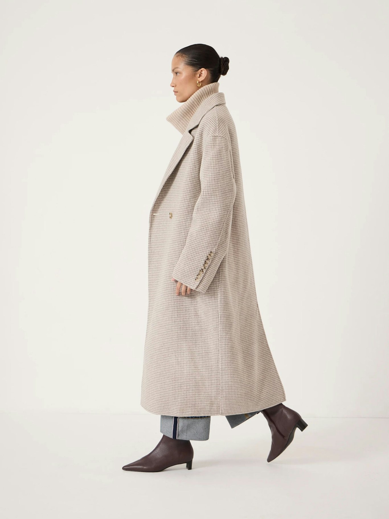 014900-0339-02 Mili Double Faced Wool Checked Coat