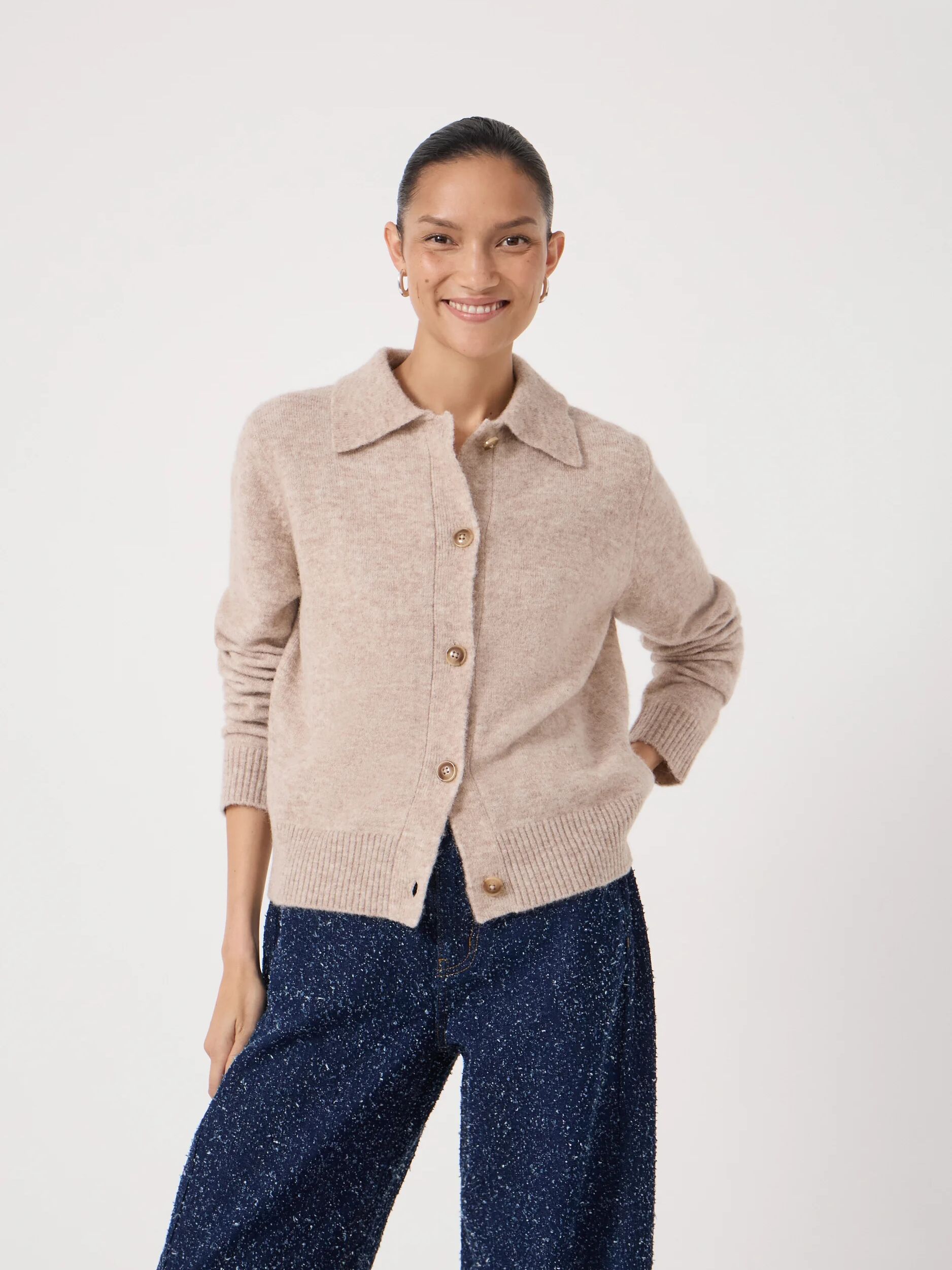 Cedar Wool Blend Collar Detail Cardigan