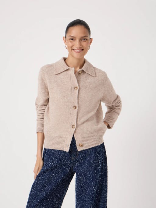 Cedar Wool Blend Collar Detail Cardigan